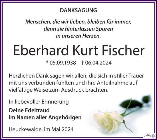 Traueranzeige von Eberhard Kurt Fischer von Trauerkombi Zeitz