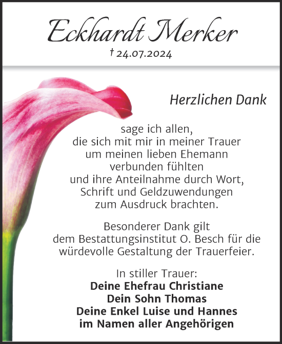 Traueranzeige von Eckhardt Merker von Trauerkombi Dessau
