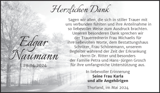 Traueranzeige von Edgar Naumann von Trauerkombi Bitterfeld