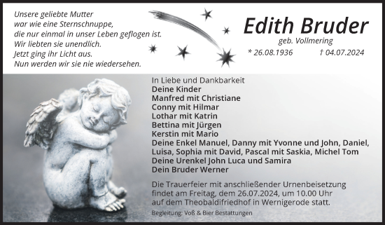 Traueranzeige von Edith Bruder von Volksstimme Wernigerode