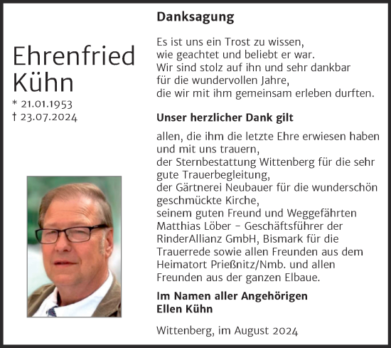 Traueranzeige von Ehrenfried Kühn von Naumburger Tageblatt