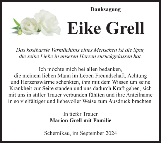 Traueranzeige von Eike Grell von Volksstimme Altmark Ost