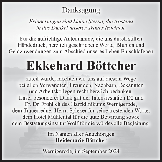 Traueranzeige von Ekkehard Böttcher von Volksstimme Wernigerode
