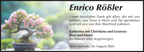 Traueranzeige von Enrico Rößler von Volksstimme Wernigerode