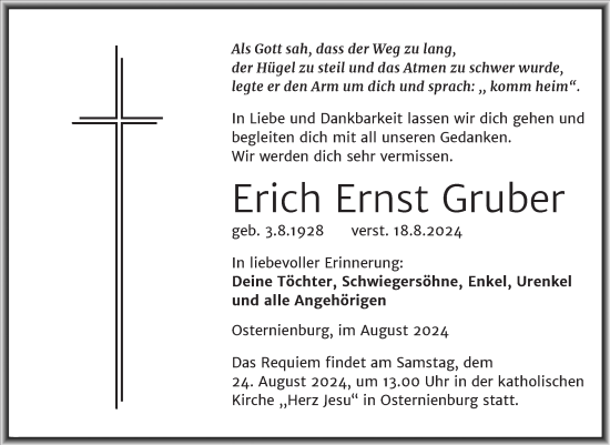 Traueranzeige von Erich Ernst Gruber von Trauerkombi Köthen