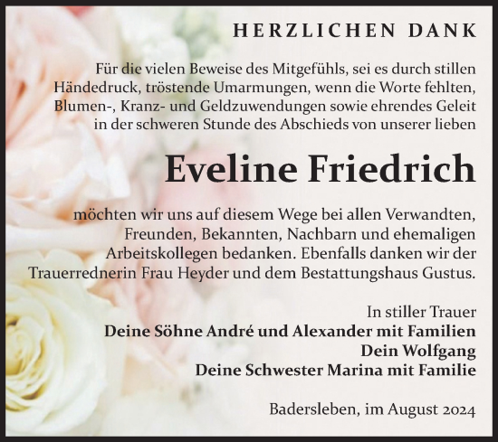 Traueranzeige von Eveline Friedrich von Volksstimme Halberstadt