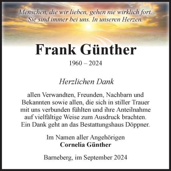 Traueranzeige von Frank Günther von Volksstimme Oschersleben/Wanzleben