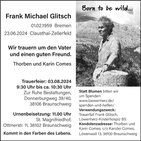 Traueranzeige von Frank Michael Glitsch von Volksstimme Wernigerode