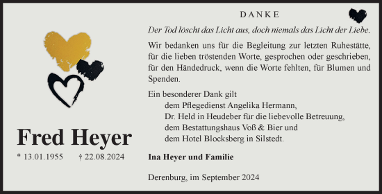 Traueranzeige von Fred Heyer von Volksstimme Wernigerode