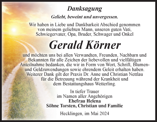 Traueranzeige von Gerald Körner 