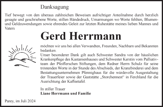 Traueranzeige von Gerd Herrmann von Volksstimme Burg/Genthin