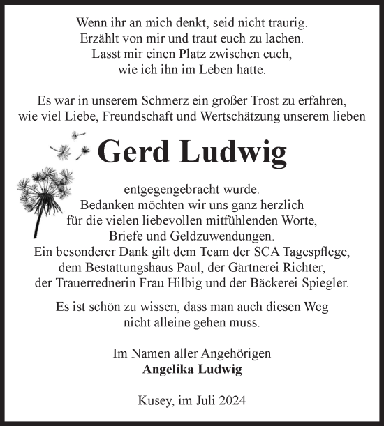 Traueranzeige von Gerd Ludwig von Volksstimme Altmark West