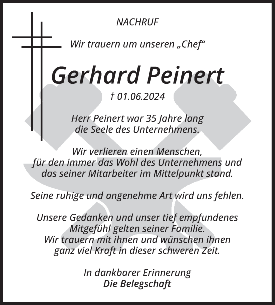 Traueranzeige von Gerhard Peinert von Volksstimme Oschersleben/Wanzleben