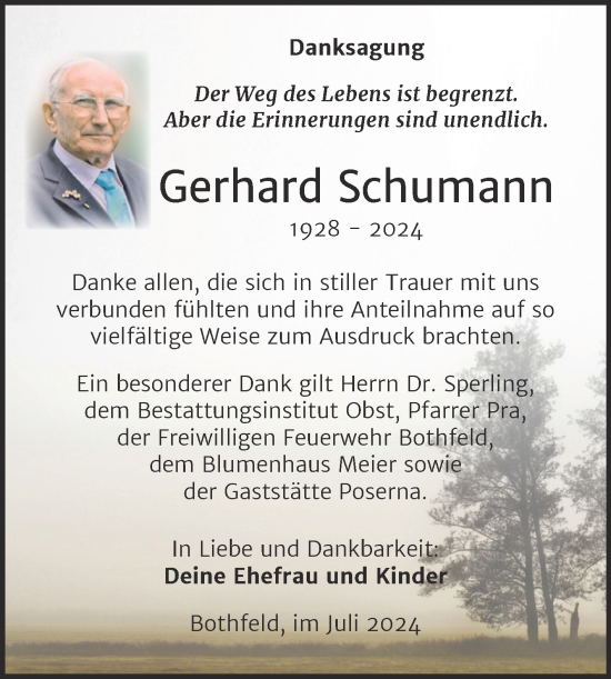 Traueranzeige von Gerhard Schumann von Trauerkombi Weißenfels