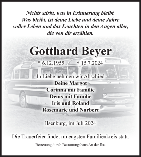 Traueranzeige von Gotthard Beyer von Volksstimme Wernigerode