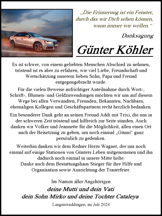 Traueranzeige von Günter Köhler von Volksstimme Oschersleben/Wanzleben