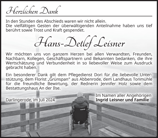 Traueranzeige von Hans-Detlef Leisner von Volksstimme Wernigerode
