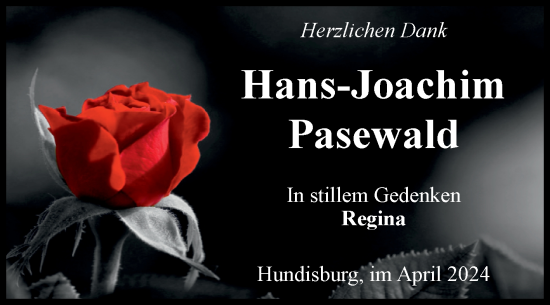 Traueranzeige von Hans-Joachim Pasewald von Volksstimme Haldensleben/Wolmirstedt
