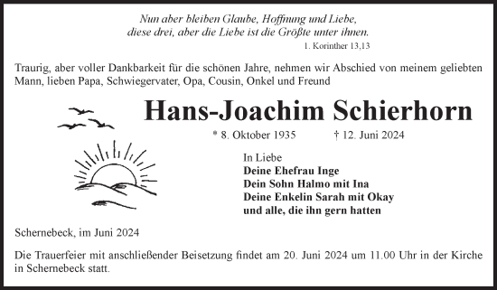 Traueranzeige von Hans-Joachim Schierhorn von Volksstimme Altmark Ost