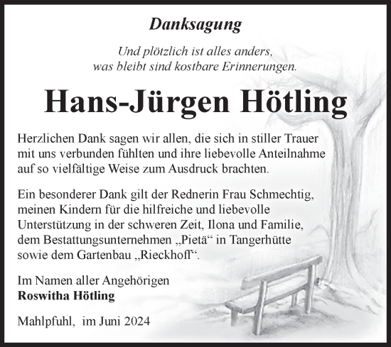 Traueranzeige von Hans-Jürgen Hötling von Volksstimme Altmark Ost