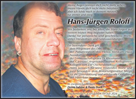 Traueranzeige von Hans-Jürgen Roloff von Volksstimme Oschersleben/Wanzleben