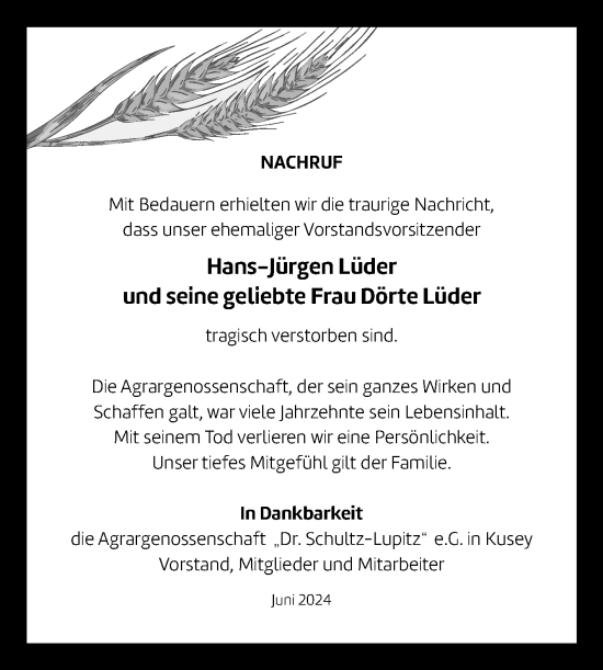 Traueranzeige von Hans-Jürgen und Dörte Lüder von Volksstimme Altmark West