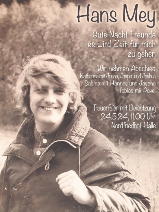 Traueranzeige von Hans Mey von Mitteldeutsche Zeitung Halle/Saalkreis