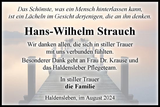 Traueranzeige von Hans-Wilhelm Strauch von Volksstimme Haldensleben/Wolmirstedt