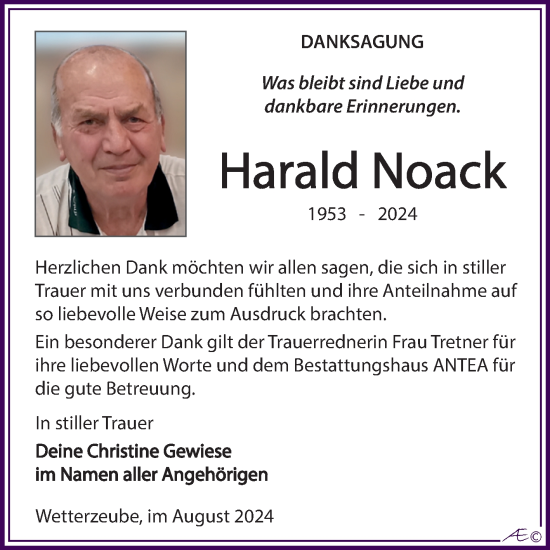 Traueranzeige von Harald Noack von Trauerkombi Zeitz