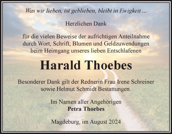 Traueranzeige von Harald Thoebes von Volksstimme Magdeburg