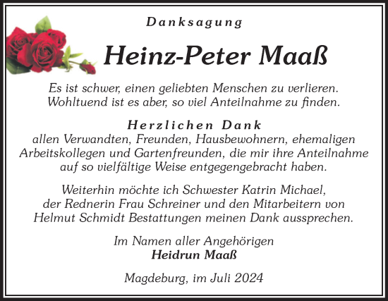 Traueranzeige von Heinz-Peter Maaß von Volksstimme Magdeburg