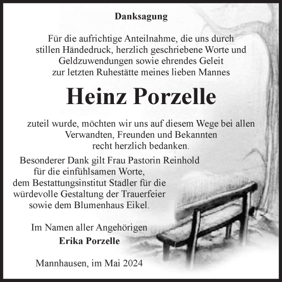 Traueranzeige von Heinz Porzelle von Volksstimme Haldensleben/Wolmirstedt