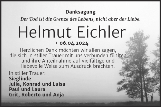 Traueranzeige von Helmut Eichler von Trauerkombi Merseburg