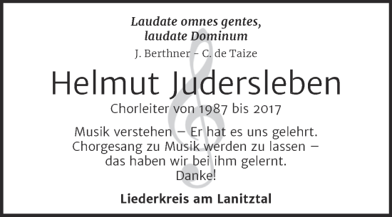 Traueranzeige von Helmut Judersleben von Super Sonntag Naumburg/Nebra