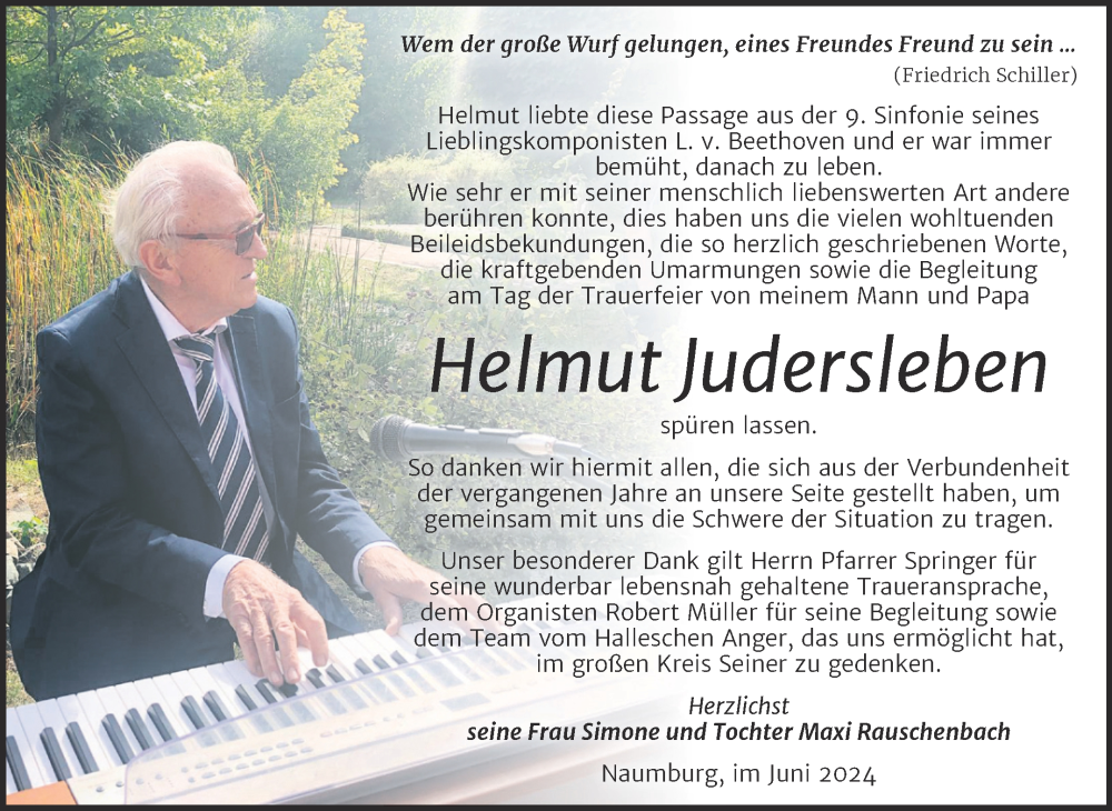  Traueranzeige für Helmut Judersleben vom 15.06.2024 aus Naumburger Tageblatt