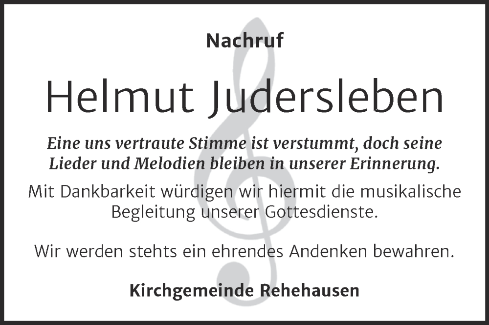  Traueranzeige für Helmut Judersleben vom 01.06.2024 aus Naumburger Tageblatt