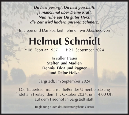 Traueranzeige von Helmut Schmidt von Volksstimme Halberstadt