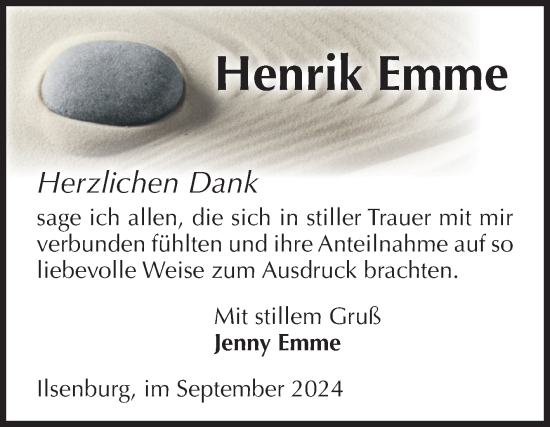 Traueranzeige von Henrik Emme von Volksstimme Wernigerode