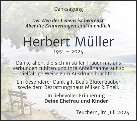 Traueranzeige von Herbert Müller von Trauerkombi Weißenfels