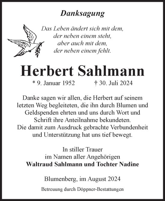 Traueranzeige von Herbert Sahlmann von Volksstimme Oschersleben/Wanzleben