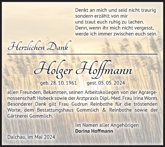 Traueranzeige von Holger Hoffmann von Volksstimme Zerbst