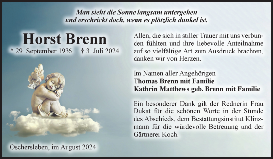 Traueranzeige von Horst Brenn von Volksstimme Oschersleben/Wanzleben