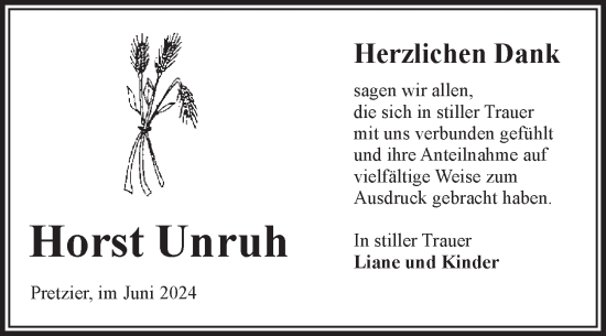 Traueranzeige von Horst Unruh von Volksstimme Altmark West