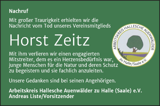 Traueranzeige von Horst Zeitz von Mitteldeutsche Zeitung Merseburg/Querfurt