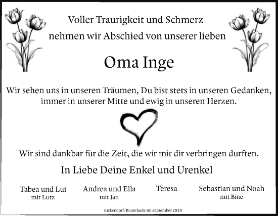 Traueranzeige von Inge  von Volksstimme Schönebeck