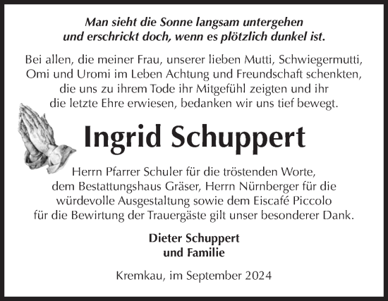 Traueranzeige von Ingrid Schuppert von Volksstimme Altmark Ost