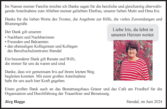 Traueranzeige von Iris  von Volksstimme Altmark Ost