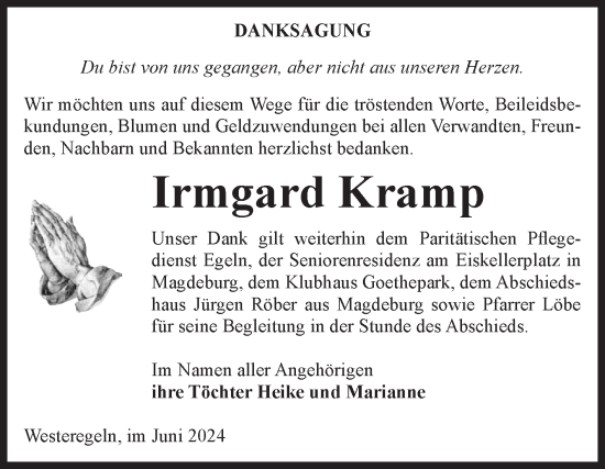 Traueranzeige von Irmgard Kramp von Volksstimme Staßfurt