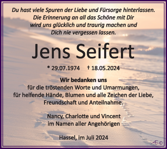 Traueranzeige von Jens Seifert von Trauerkombi Zeitz