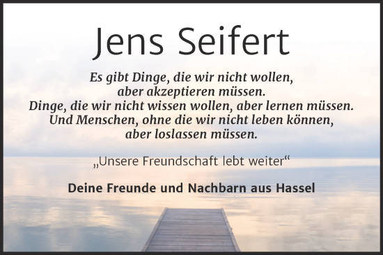 Traueranzeige von Jens Seifert von Super Sonntag Zeitz